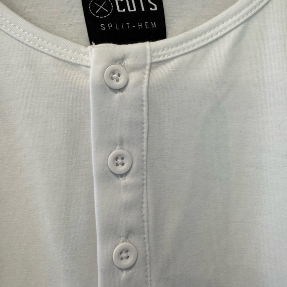 Cuts Pyca Pro Clothing Classic White Long Sleeve Henley Split-Hem Pullover / xlg - Picture 3 of 8